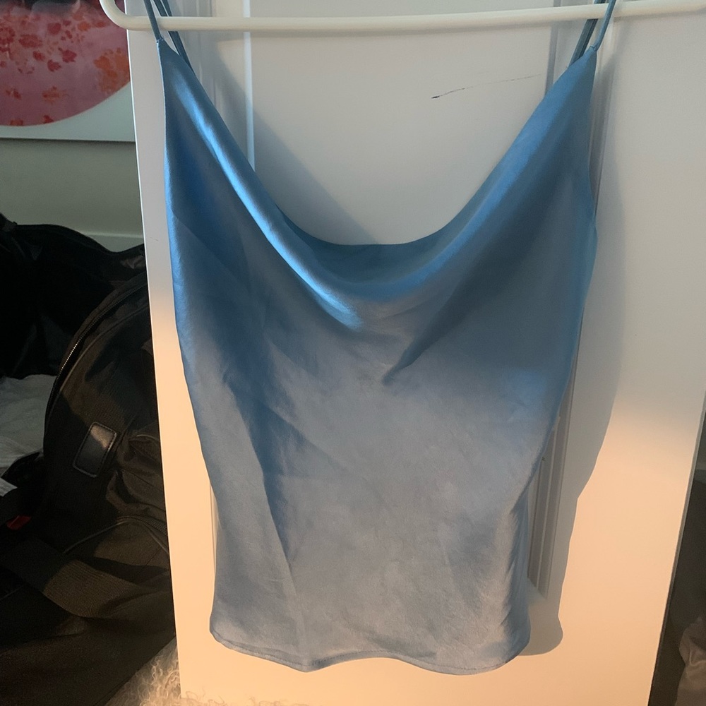 Planet Blue Bella Cowl Neck Top in Light Blue
